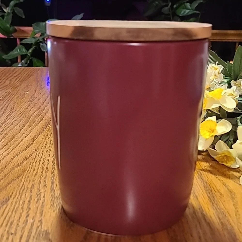 Rae Dunn COZY Canister With Wooded Lid